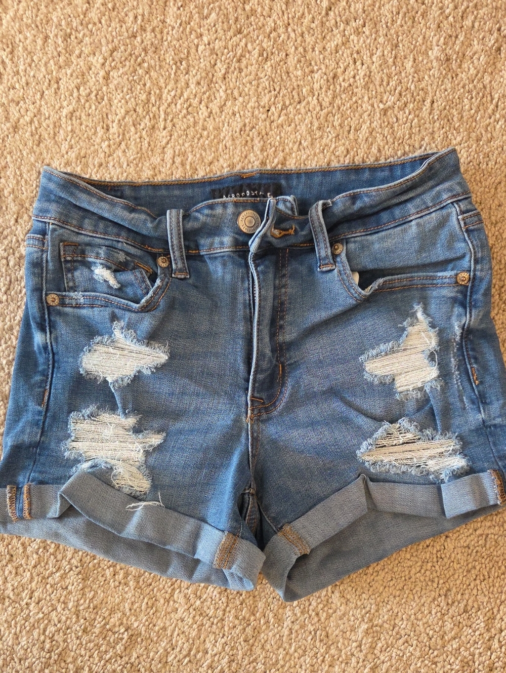 Aeropostale Distressed Cuffed Denim Shorts